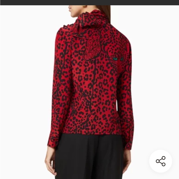 Red Valentino Silk Panther Blouse with Tie Italian size 46 - Picture 3 of 10